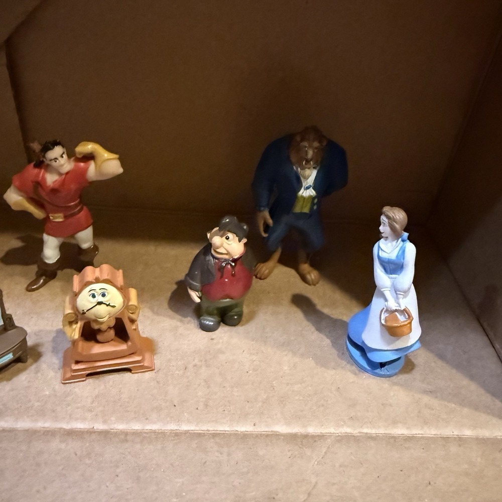 Disney Beauty & The Beast PVC Figures Lot Potts Chip Lumiere Gaston Cake Toppers - Picture 3 of 5